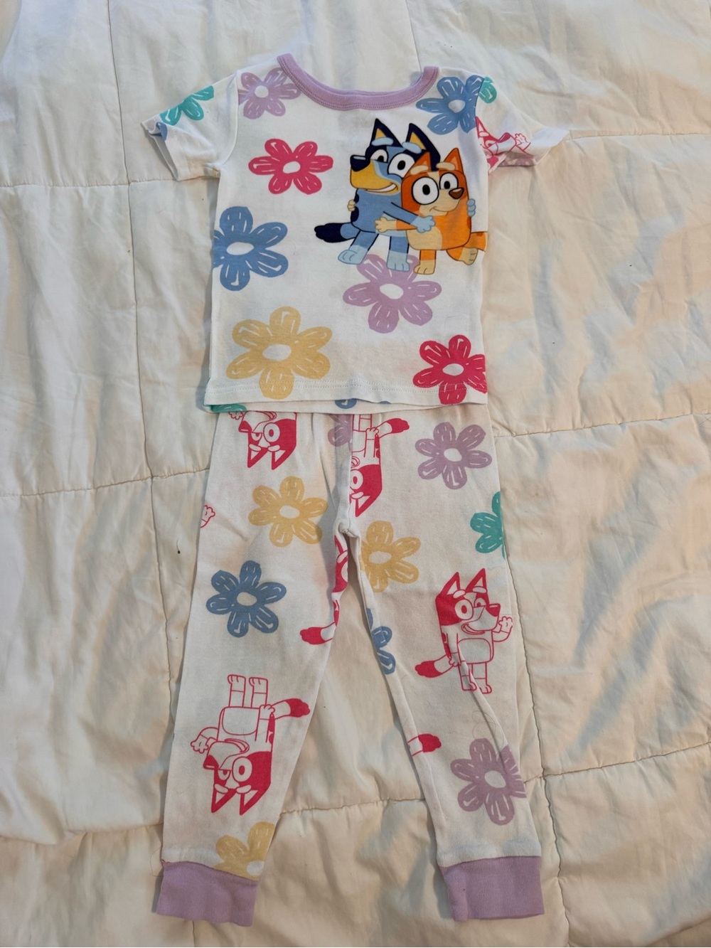Bluey Floral Cartoon Kids Pajama Set